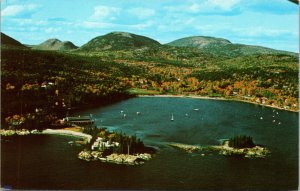 Vtg Aerial View Dodge Point Rockefeller Home Seal Harbor Maine ME Postcard