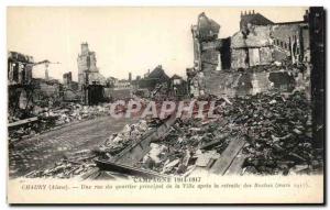 Old Postcard Campaign Chauny A street in the prime area of ​​the city aft...