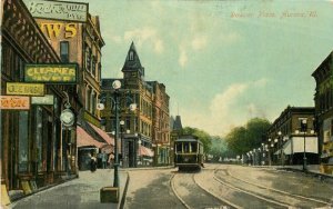 Aurora Illinois C-1910 Downer Place Trolley #252-1771 Postcard 10501