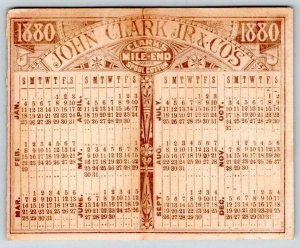 1880 CALENDAR FOLDER CLARK'S MILE END SPOOL COTTON CHILDREN AT WELL WEMPLE LITHO