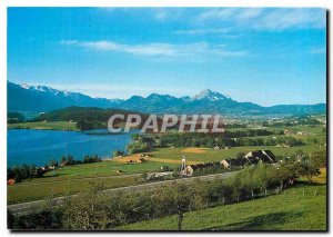 Postcard Modern Switzerland Lake of Gruyere with roadside