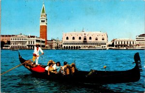 Panorama St Marks Dock Venice Italy Gondola Chrome WOB Cancel Postcard 