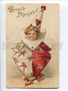 3048728 Tinted CLOWN Boy in NEW YEAR Costume Vintage RPPC