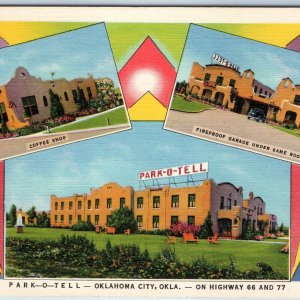 1935 Oklahoma City, Okla Park-O-Tell Coffee Shop Hwy 66 & 77 Linen PC Teich A216