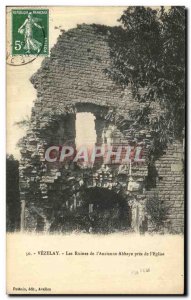 Old Postcard Vezelay Ruins of Abbey Near Church