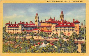 St. Augustine Florida 1940s Postcard Hotel Ponce De Leon