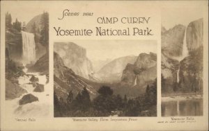 Yosemite National Park Camp Curry Multi View c1920s Real Photo Postcard