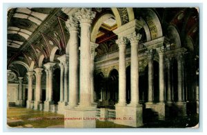 1912 Corridor In Congressional Library, Washington D.C. Antique Postcard