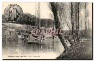 Old Postcard Beaumont-sur-Sarthe Sarthe Costume Corner Scenic Folklore Costume