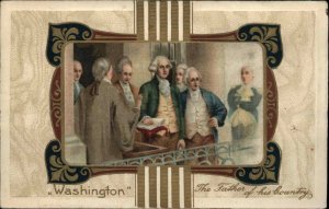 Winsch George Washington Patriotic Scene Real Silk c1910 Vintage Postcard