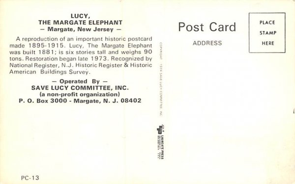 Famous Old Landmark, Lucy, The Margate Elephant in Margate, New Jersey