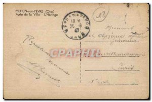 Old Postcard Mehun sur Yevre (Cher Gate City The Clock