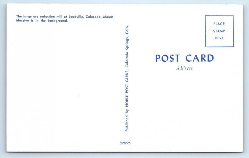 LEADVILLE, CO Colorado~ Mining ORE REDUCTION MILL & Mt. Massive c1950s  Postcard 