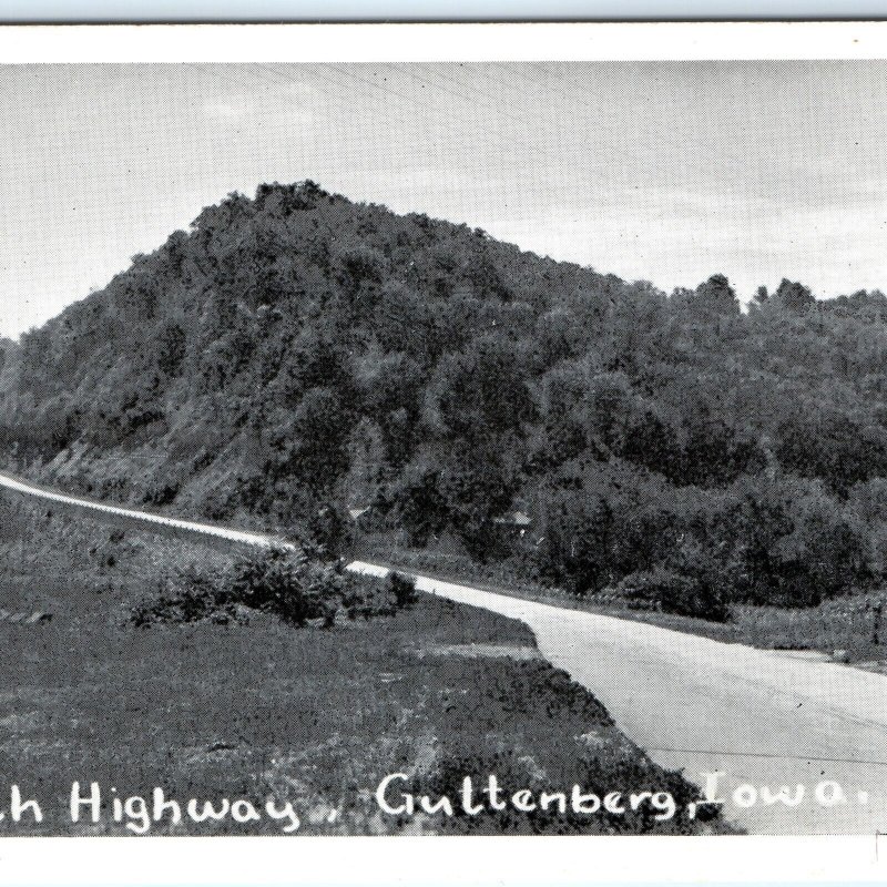 c1940s Guttenberg, IA South Highway Road Scene Postcard Power Lines A119