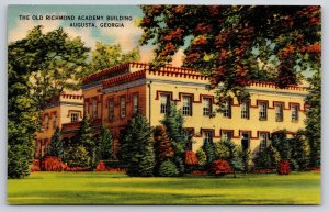 Augusta Georgia~Old Richmond Academy Building~Vintage Linen Postcard