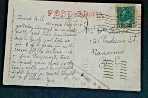 1915 Montreal To Nanaimo Canada Put Out Cat Come To Bed Comic Postcard Cover
