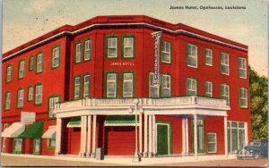 Linen Postcard James Hotel in Opelousas, Louisiana