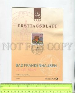 468094 Germany 1998 year first day sheet writer Bad Frankenhausen