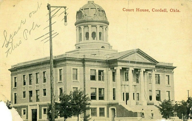 Postcard RPPC Court House in Cordell, OK.               P4