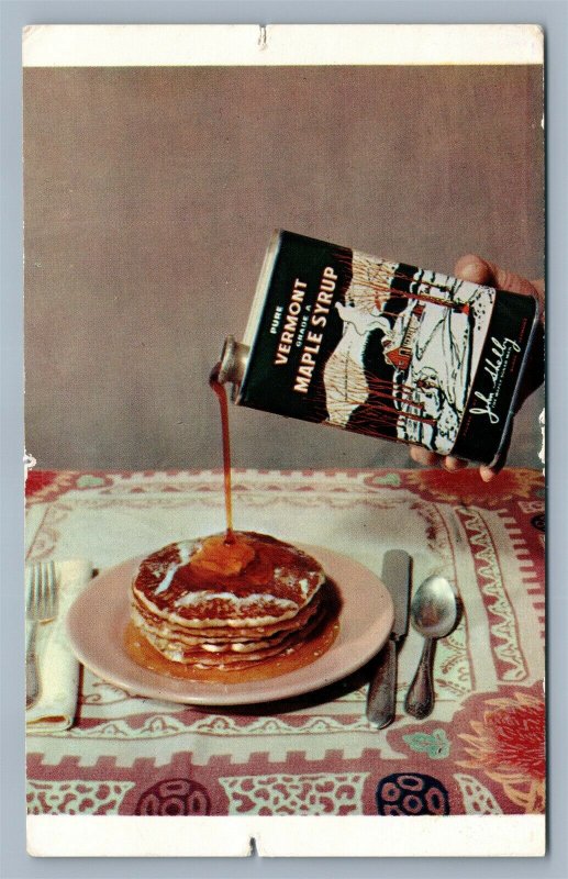 BARRE VT JOHN SHELBY MAPLE SYRUP ADVERTISING VINTAGE POSTCARD