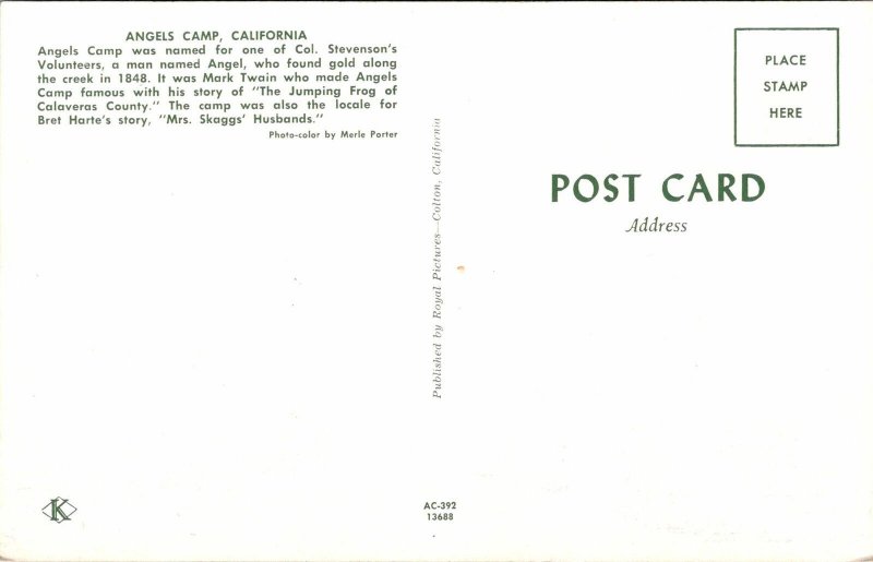 Vintage Postcard 1950'S Street Scene Angels Camp California Stores