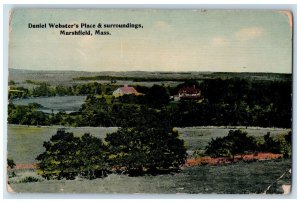 1914 Daniel Webster's Place & Surroundings Marshfield MA Posted Vintage Postcard