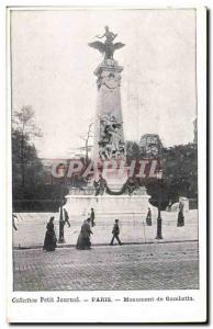Paris Old Postcard Gambetta Monument