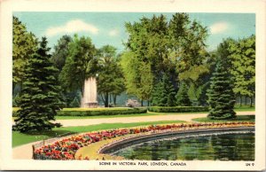 VINTAGE POSTCARD SCENE IN VICTORIA PARK LONDON ONTARIO CANADA MAILED 1951