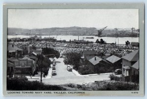 1940 Vallejo California CA Vintage Postcard Looking Toward Navy Yard Aerial View