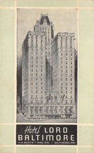 Hotel Lord Baltimore Baltimore, Maryland MD Postcards