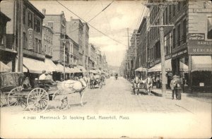 Haverhill Massachusetts MA Merrimack St. FINE DETAILS Rotograph c1905 Postcard