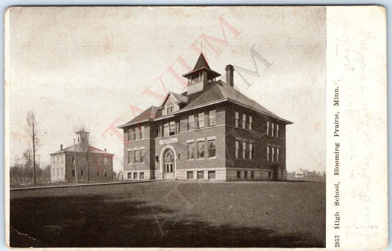 c1910s Blooming Prairie, MN High School Litho Photo Pearson Postcard Minn A166
