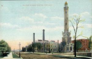 Waterworks tower Chicago Illinois Street antique 1910s po...