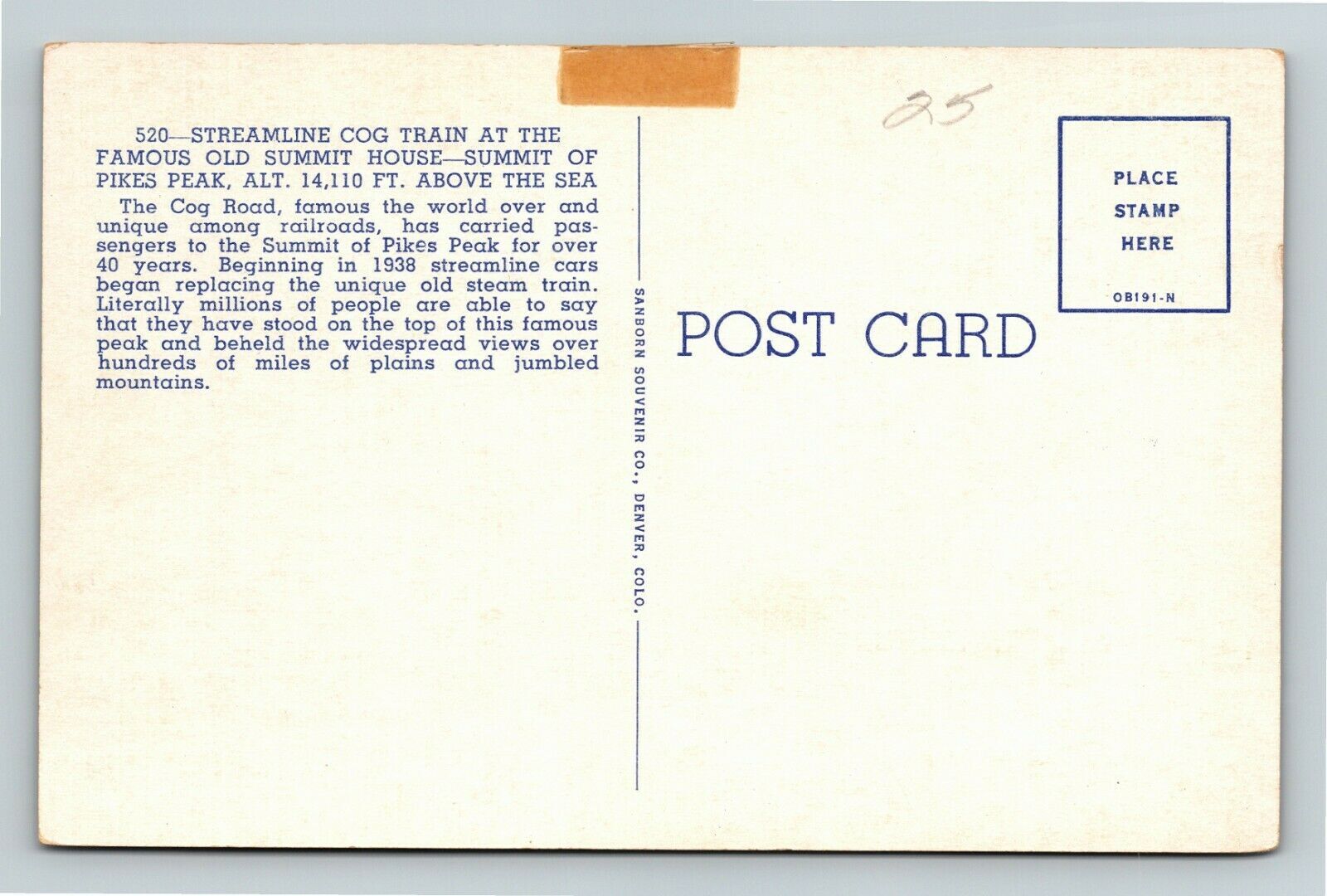 Pikes Peak CO-Colorado, Streamline Cog Train, Old Summit House, Chrome ...