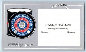 Harmony MN Postcard Stanley Watkins Painting Decorating Inkblotter Advertising