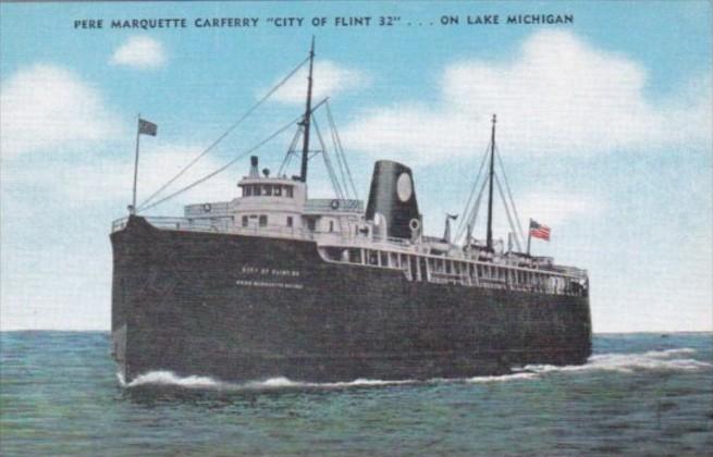 Pere Marquette Car Ferry City Of Flint 32 On Lake Michigan