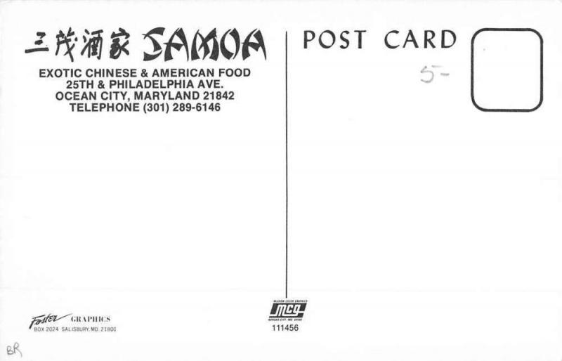 Ocean City Maryland Samoa Chinese Restaurant Multiview Vintage Postcard K94957