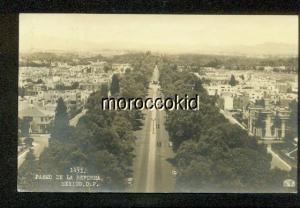 RARE 1940s ? RPPC MEXICO CITY MEXICO PASEO DE LA REFORMA CITY VIEW w TIED STAMP