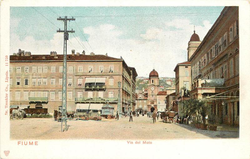 Vintage Postcard Fiume Via Del Molo Italy Croatia Pre Free State