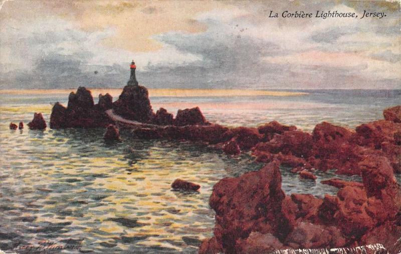 La Corbiere Jersey UK Lighthouse Scenic View Antique Postcard K30926