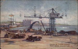 Mauritius East Africa Plomb Wharf Trucks Crane Shipping TUCK c1910 Postcard