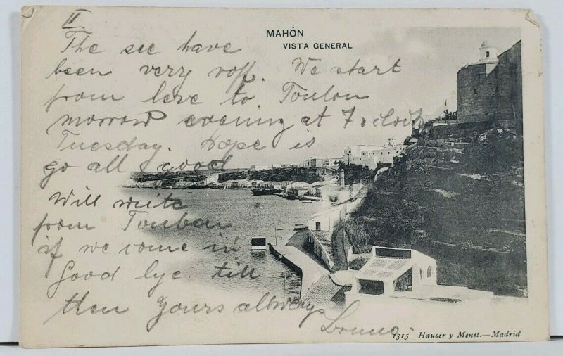 Mahon General View c1905 Spain Postcard L6