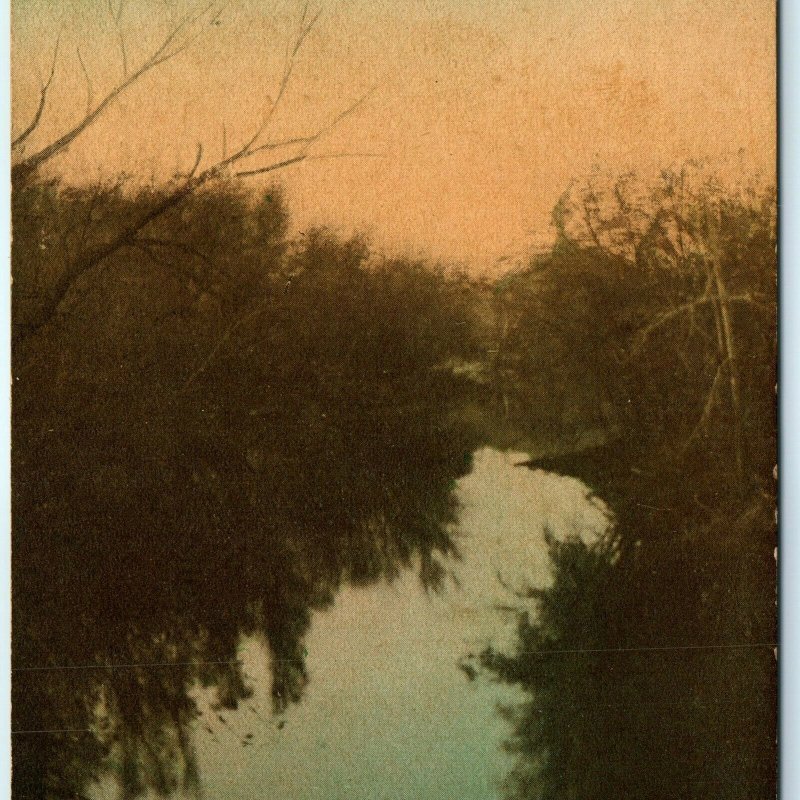 c1910s Livermore, IA Evening Shadows Des Moines River Litho Photo Postcard A25