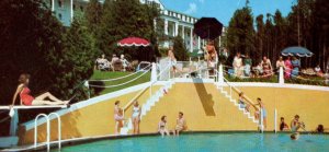The Pool And Grand Hotel Mackinac Island Michigan Postcard Esther Williams Scene