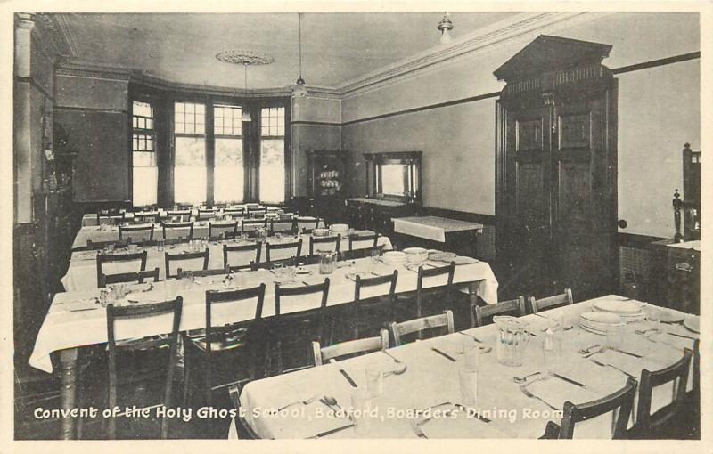 Convent of the Holy Gost School Bedford Boarders Dining Room old postcard