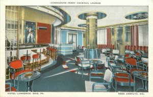 Commodore Perry Cocktail Lounge Lawrence Hotel Erie Pennsylvania Postcard 4641