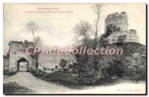 Old Postcard Ch?teau-sur-Epte Ruins Du Donjon And Door