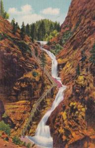 Colorado Pikes Peak Region Seven Falls South Cheyenne Canon Curteich