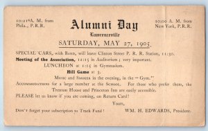 1905 Alumni Day Meeting Of The Association Lawrenceville NJ Postal Card