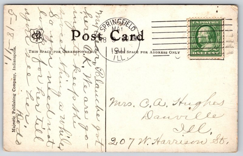 Springfield Illinois~Oak Ridge Cemetery~Tanner Monument~Columns~1911 Postcard